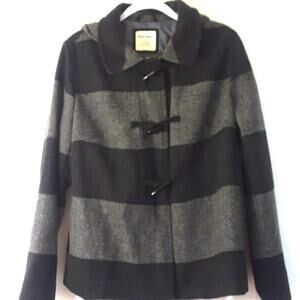 Old Navy Womens Sz L Gray Lined Wool Blend Full Zip Toggle Buttons Hooded Coat